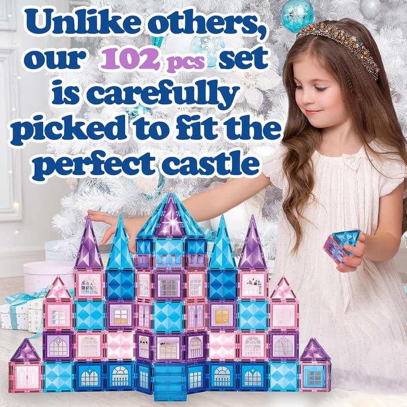 Frozen Princess Castle Magnetic Building Blocks Set - 102pcs STEM Toy