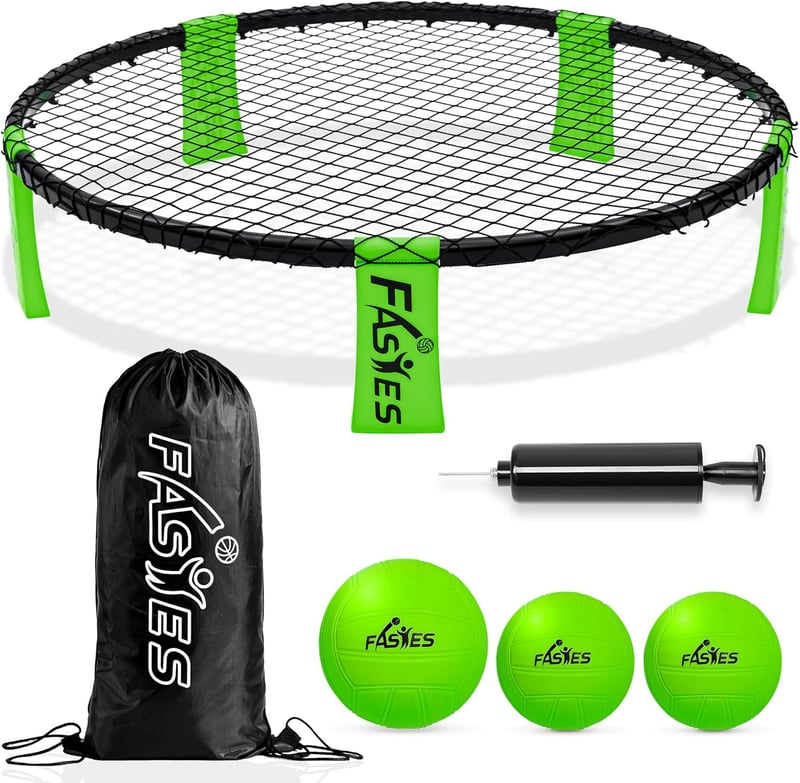 Outdoor Roundnet Game Set with 3 Balls and Carrying Bag