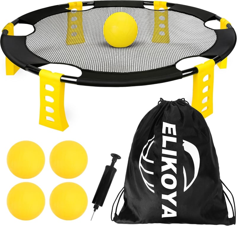 Outdoor Roundnet Game Set with 4 Balls and Carrying Bag