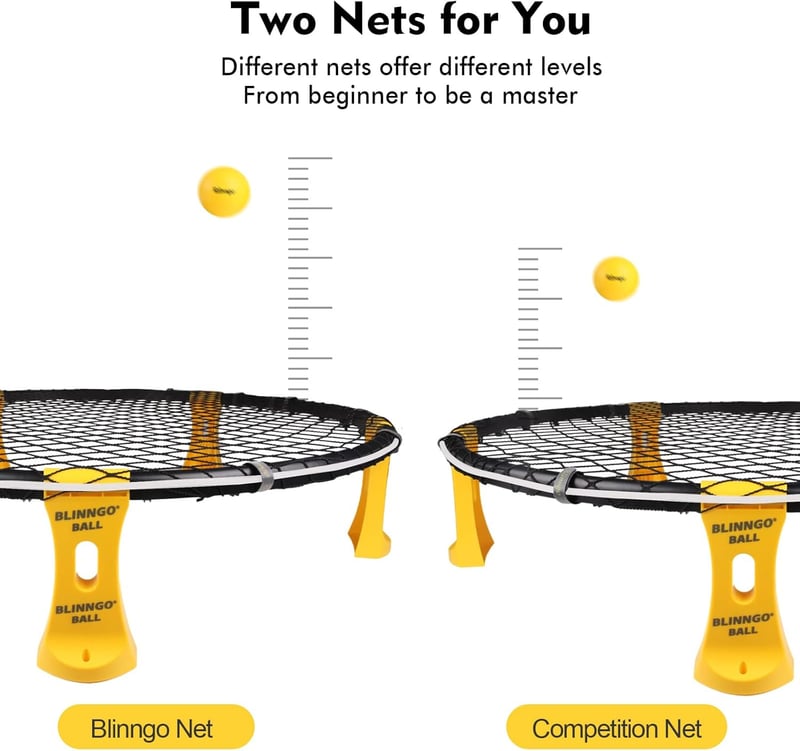 Pro Roundnet Game Set with 3 Balls and Strip Light for Outdoors