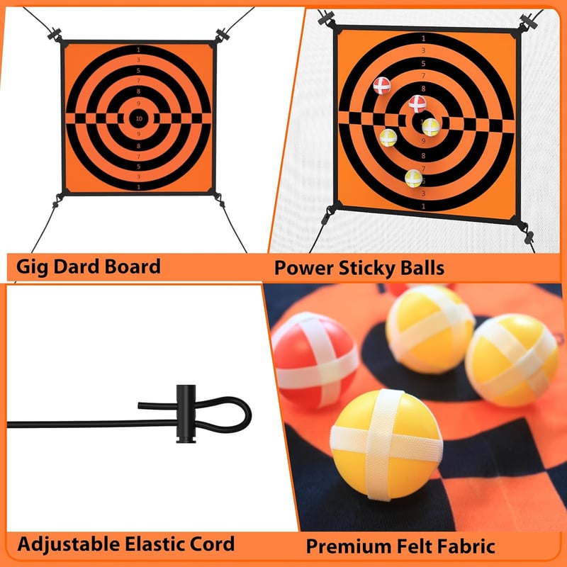 Kids' Outdoor Trampoline Dart Board Game Set with 10 Sticky Balls