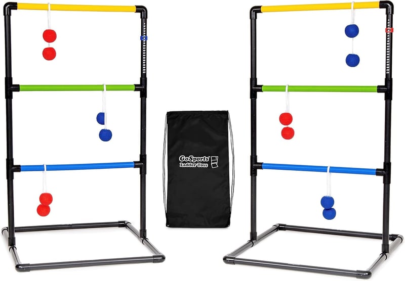 Ladder Toss Game Set with 6 Soft Rubber Bolos & Carry Case