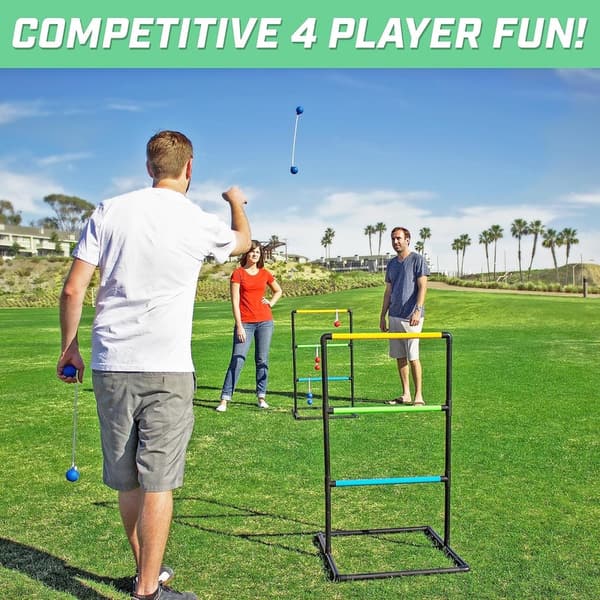 Ladder Toss Game Set with 6 Soft Rubber Bolos & Carry Case