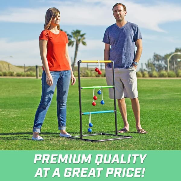 Ladder Toss Game Set with 6 Soft Rubber Bolos & Carry Case