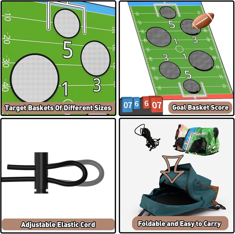 Trampoline Football Game Set with Target Net for Kids