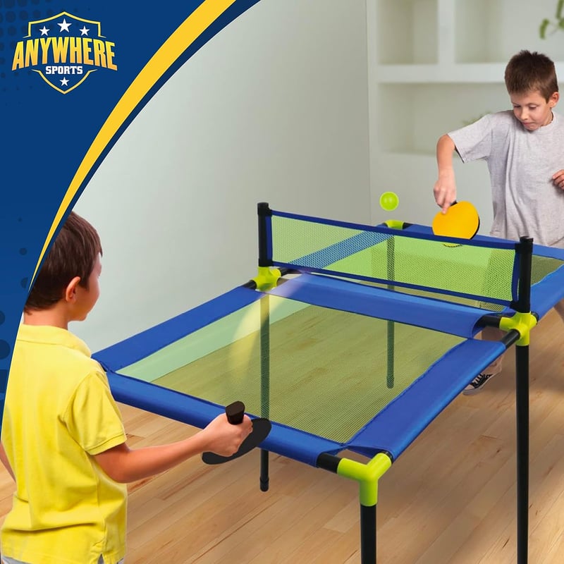 Portable Trampoline Ping Pong Table with Paddles & Balls