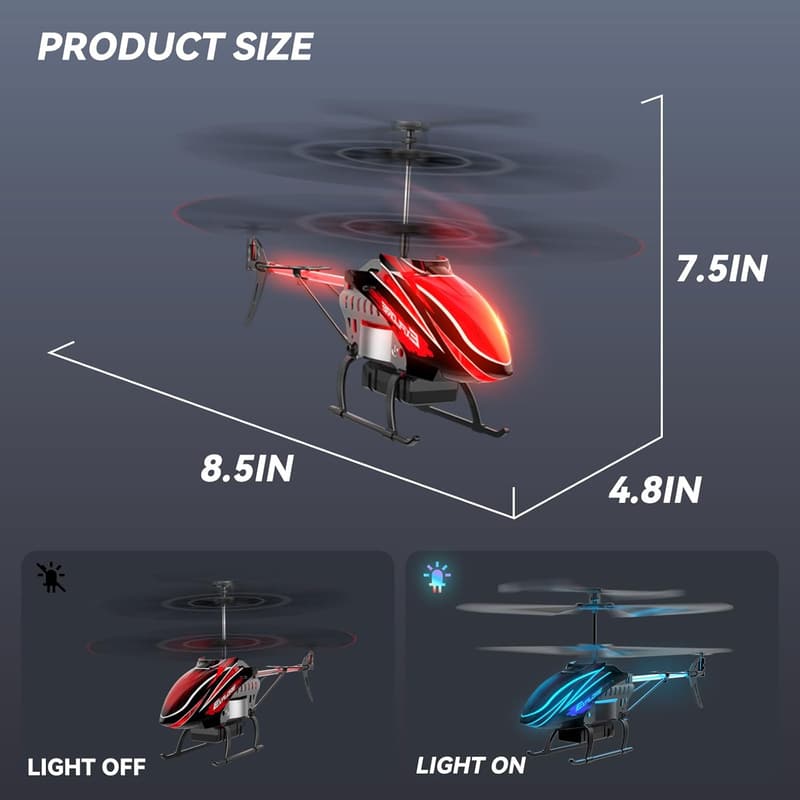 Remote Control Helicopter for Kids with Altitude Hold and LED Lights