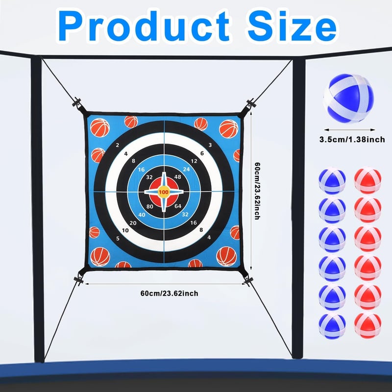 Trampoline Dart Board Game Accessory with 12 Sticky Balls