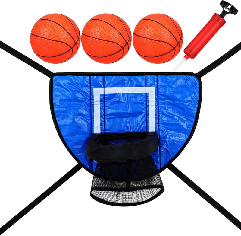 Outdoor Trampoline Basketball Hoop Kit with 3 Mini Balls & Pump