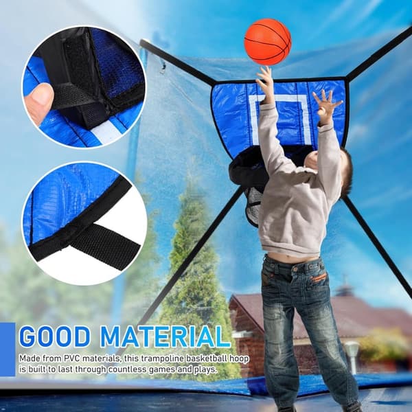 Outdoor Trampoline Basketball Hoop Kit with 3 Mini Balls & Pump