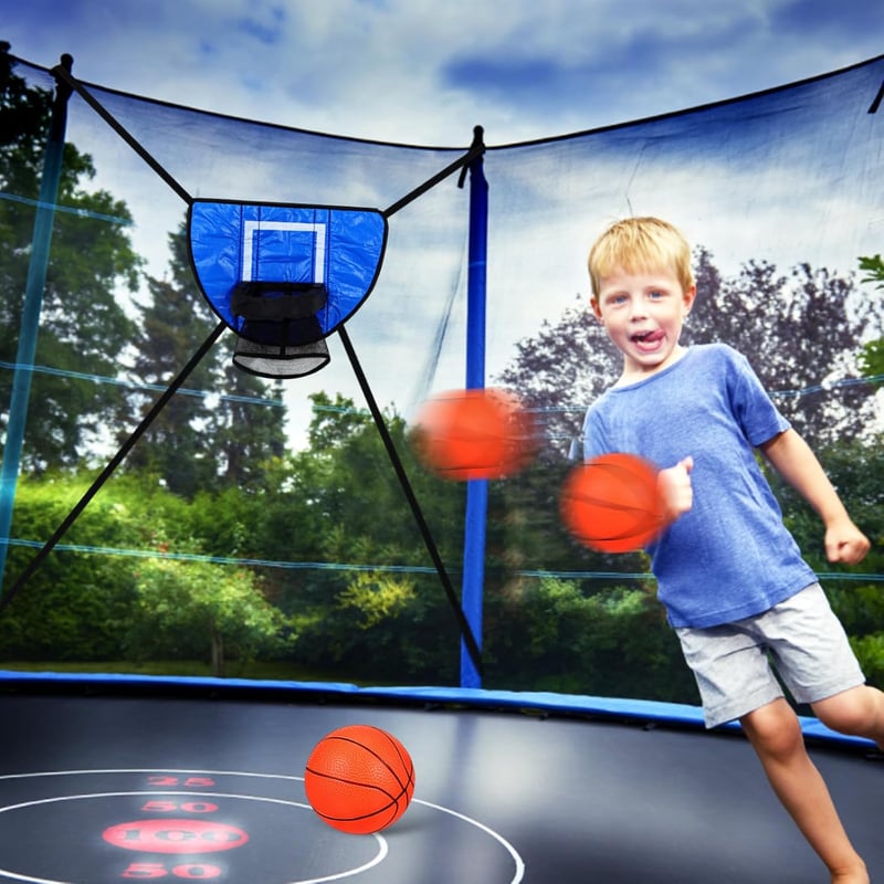 Outdoor Trampoline Basketball Hoop Kit with 3 Mini Balls & Pump
