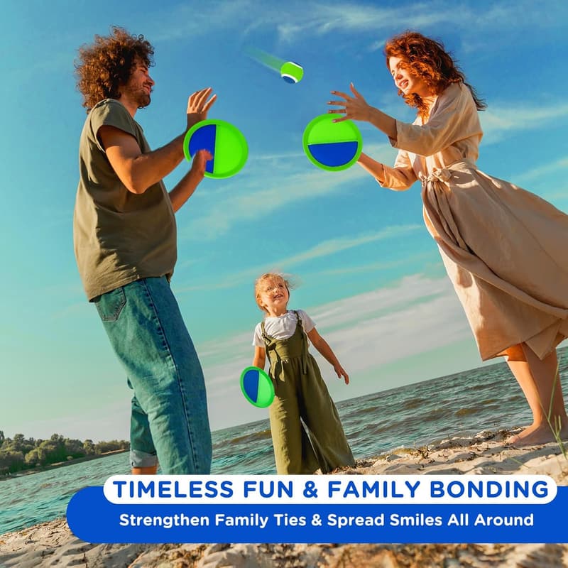Toss and Catch Ball Game Set for Kids - 6 Paddles, 3 Balls