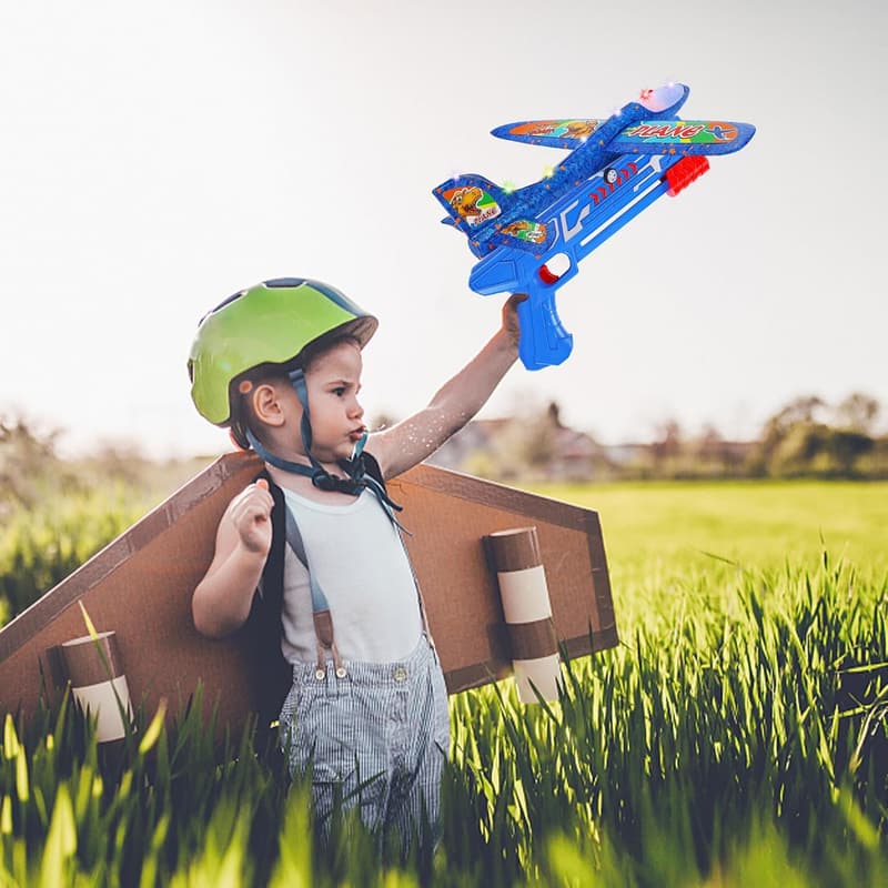 LED Foam Glider Airplane Launcher Toy Set for Kids (3 Packs)