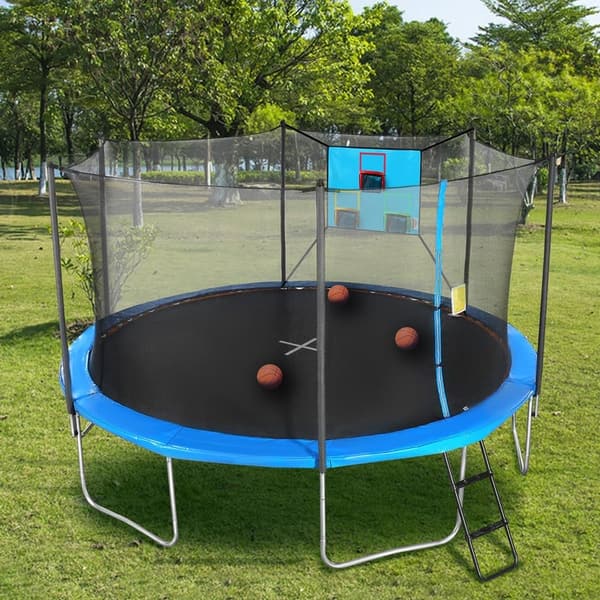 Trampoline Basketball Hoop Set - 3 Hoops & Balls, Easy Install