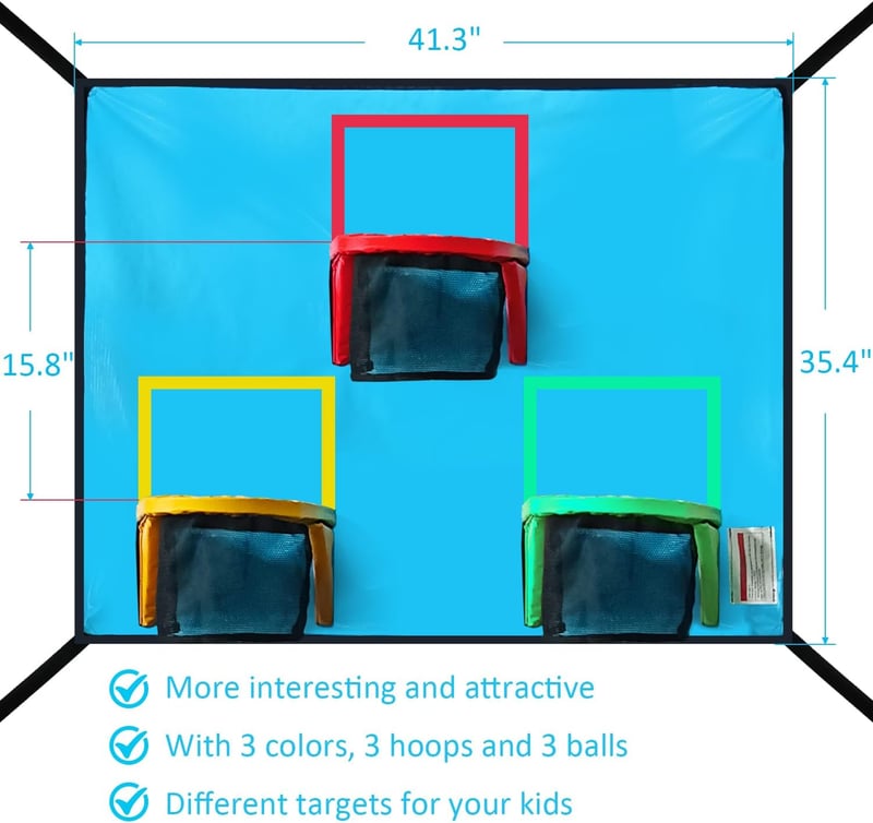 Trampoline Basketball Hoop Set - 3 Hoops & Balls, Easy Install