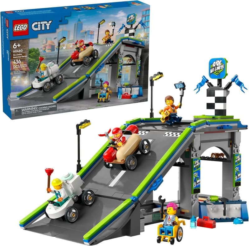 LEGO City Race Car Ramp Track Toy with 2 Cars and 4 Minifigures