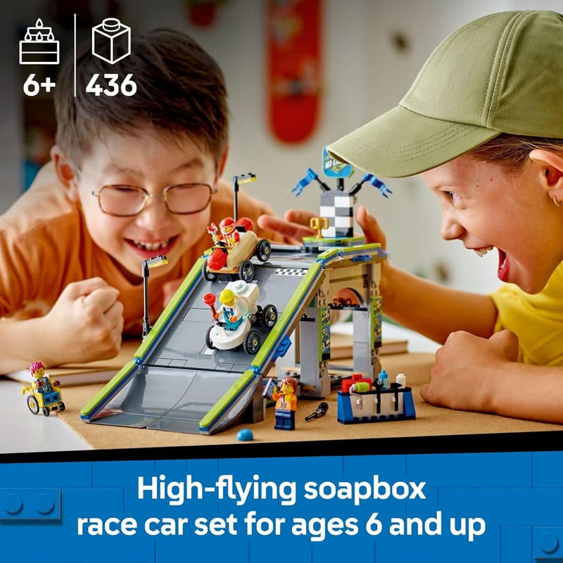 LEGO City Race Car Ramp Track Toy with 2 Cars and 4 Minifigures
