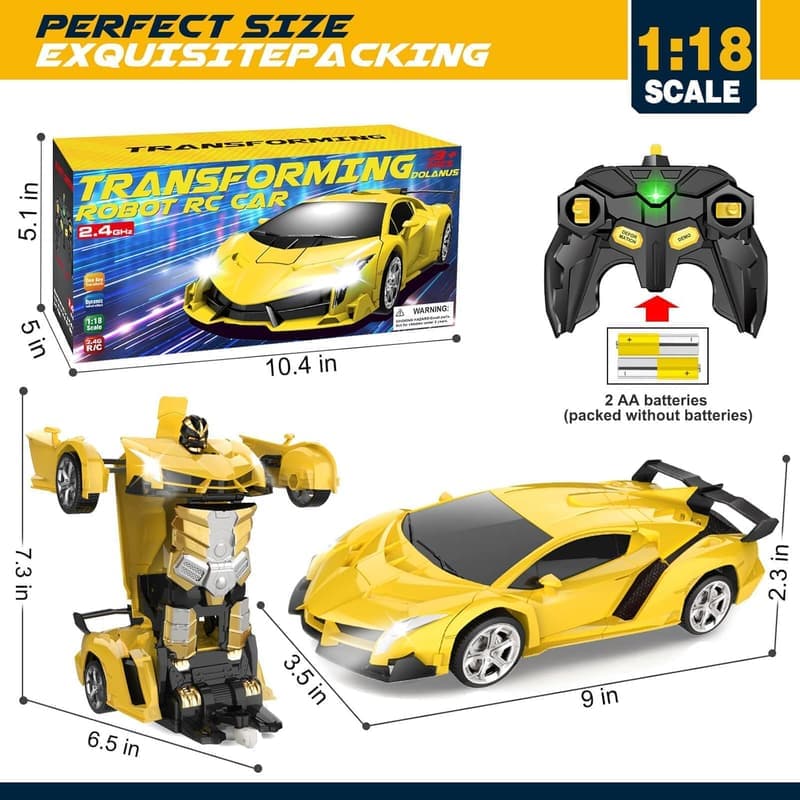 Remote Control Transforming Robot Car - Kids' Birthday Toy