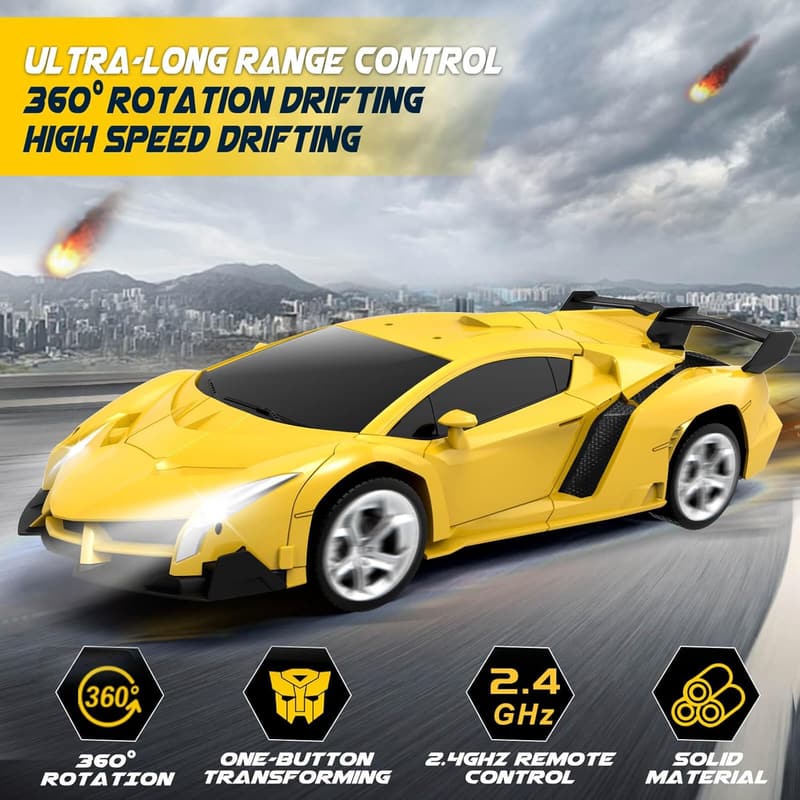 Remote Control Transforming Robot Car - Kids' Birthday Toy