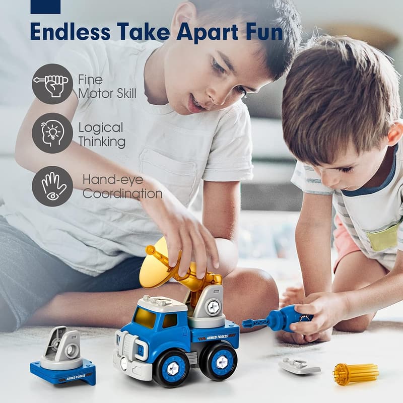 5th Birthday STEM Toy - 5-in-1 Take Apart Trucks & Robot