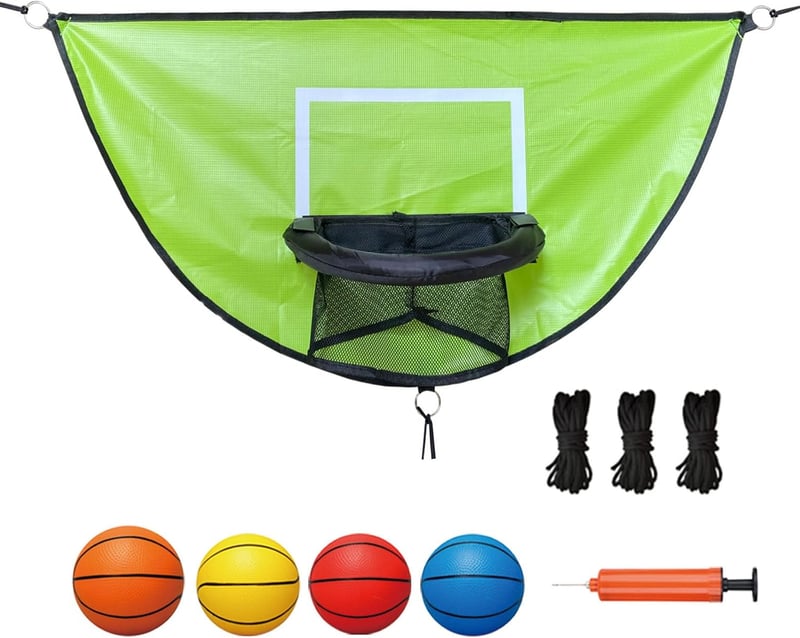 Trampoline Basketball Hoop Set with Pump & 4 Mini Balls