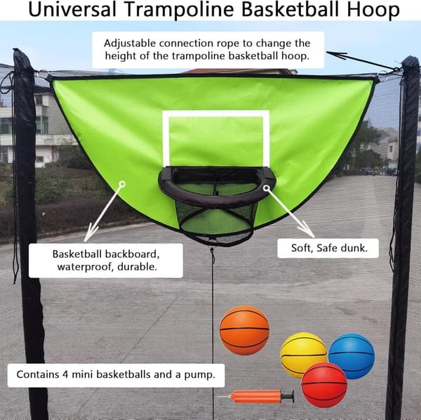 Trampoline Basketball Hoop Set with Pump & 4 Mini Balls