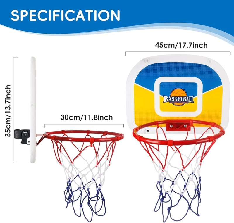 Trampoline Basketball Hoop Set for Teens with Pump & Balls