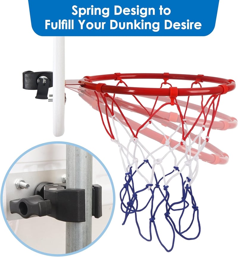 Trampoline Basketball Hoop Set for Teens with Pump & Balls