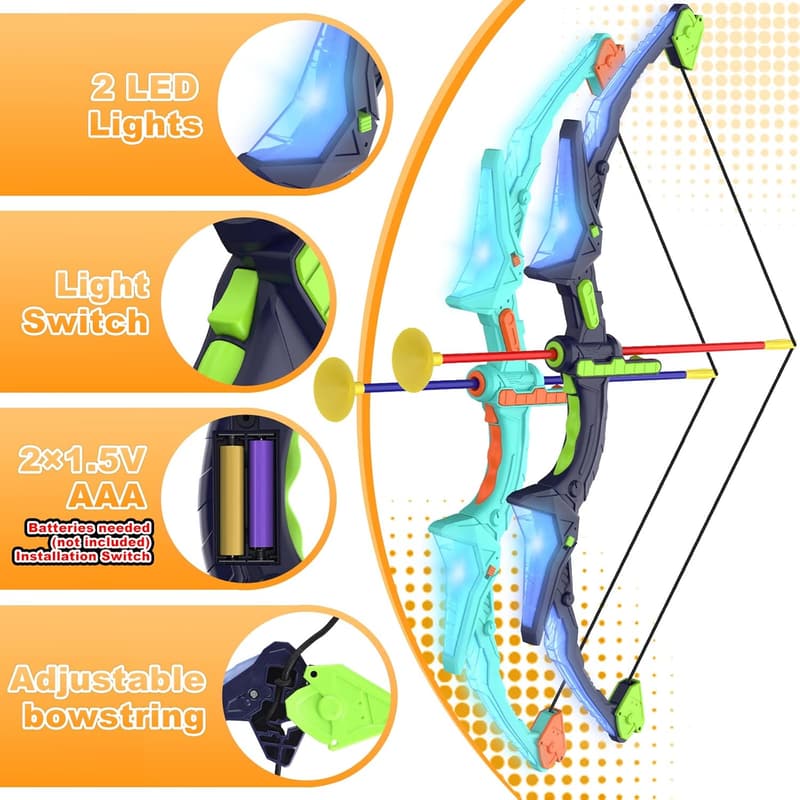 Kids Bow and Arrow Set with LED Blinking Lights - 2 Pack