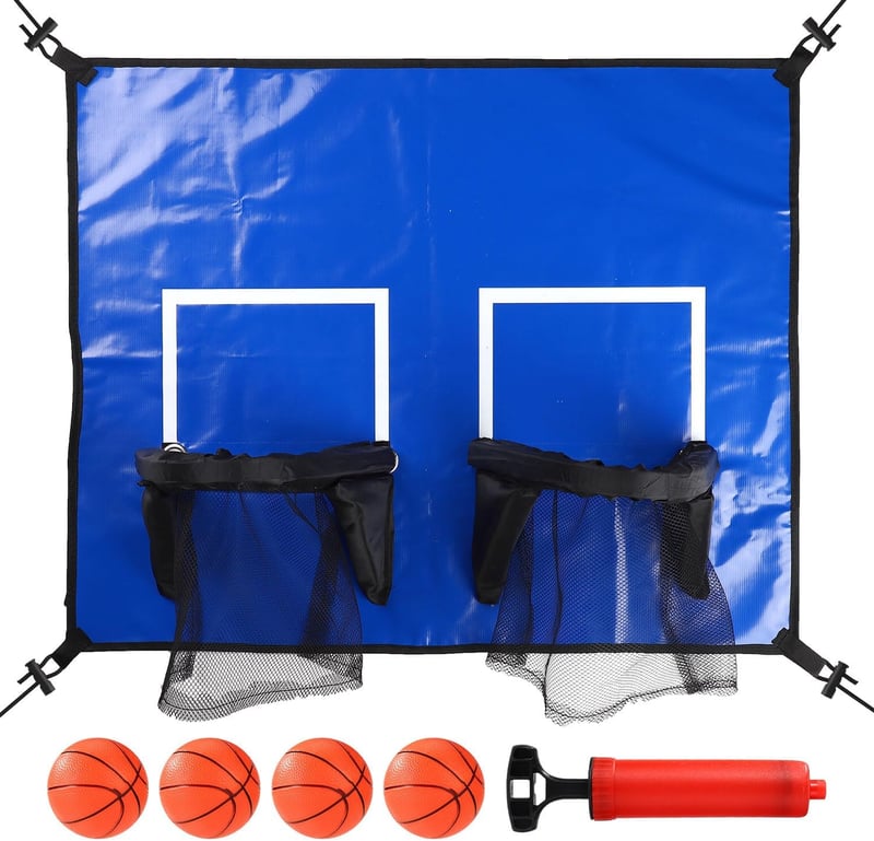 Outdoor Trampoline Basketball Hoop Attachment with Mini Balls
