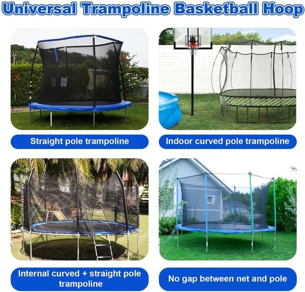 Outdoor Trampoline Basketball Hoop Attachment with Mini Balls