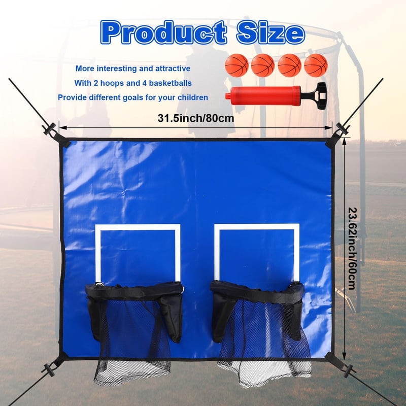 Outdoor Trampoline Basketball Hoop Attachment with Mini Balls