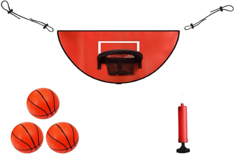 Red Trampoline Basketball Hoop with Pump & Mini Ball