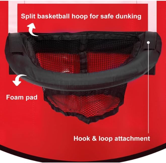 Red Trampoline Basketball Hoop with Pump & Mini Ball