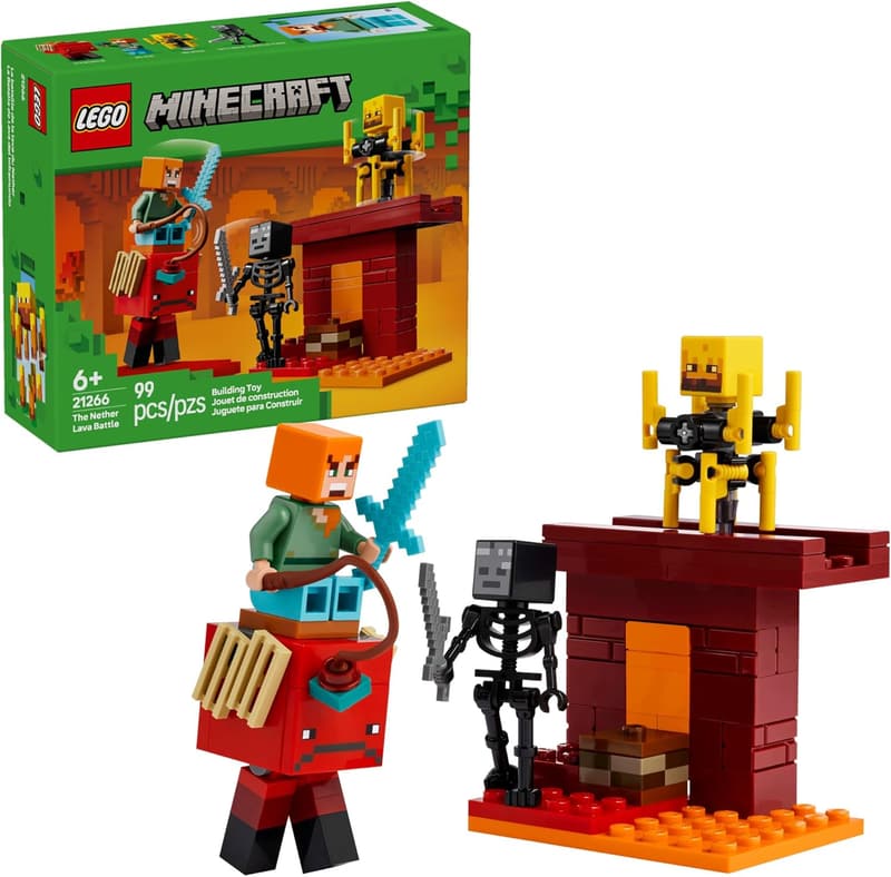 LEGO Minecraft Nether Lava Battle Playset for Kids, 6+
