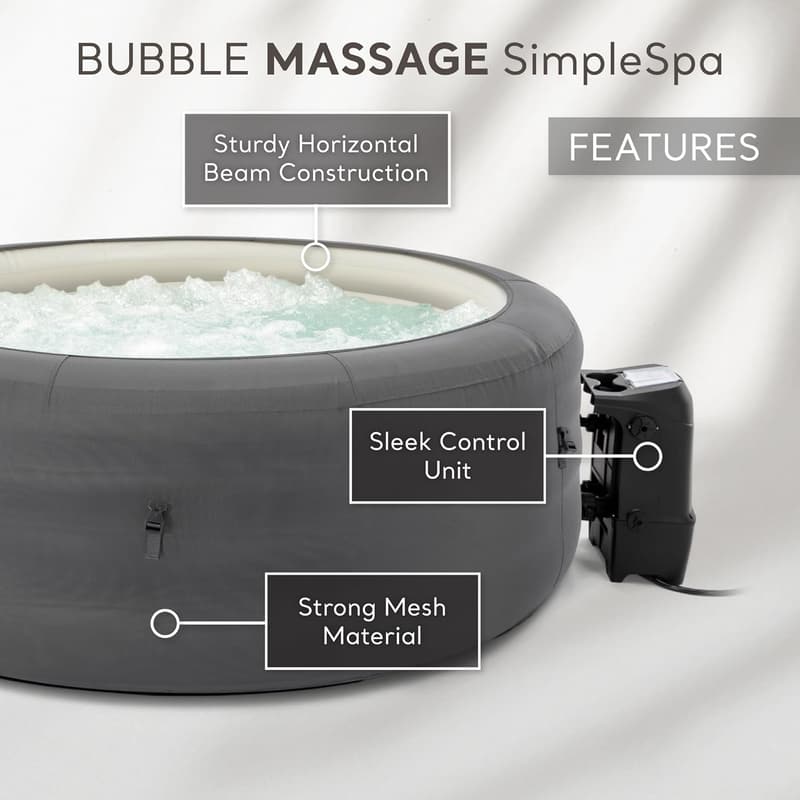Inflatable Hot Tub for 4 with 100 Bubble Jets - Portable Spa
