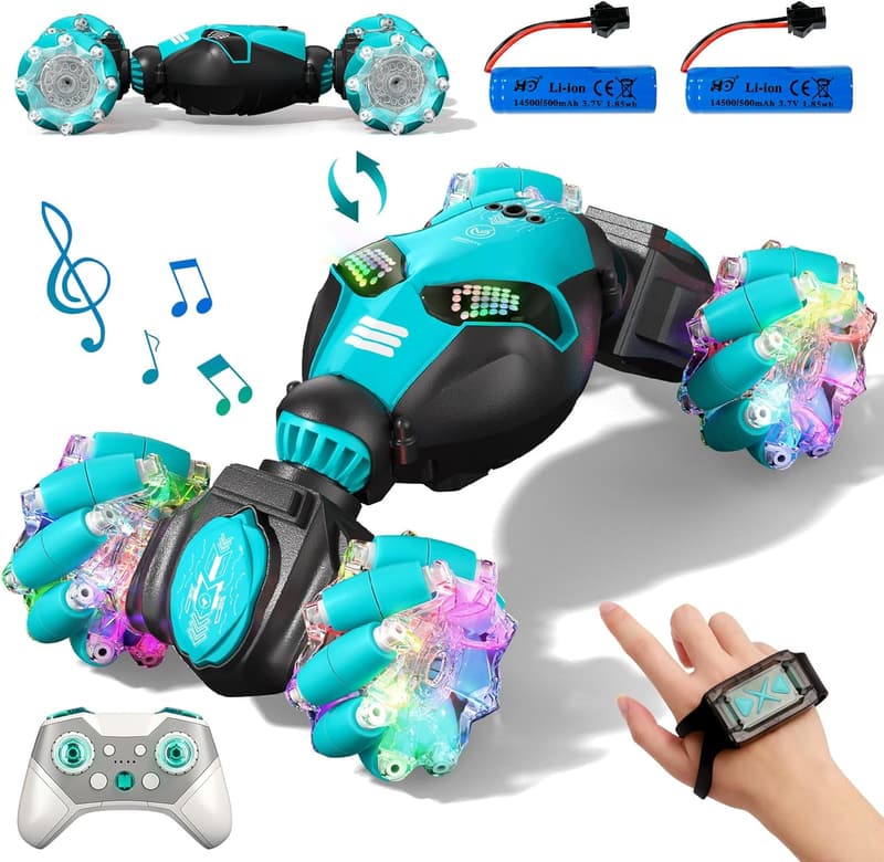 Gesture-Sensing RC Stunt Car with Lights & Music for Kids
