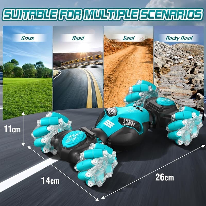 Gesture-Sensing RC Stunt Car with Lights & Music for Kids