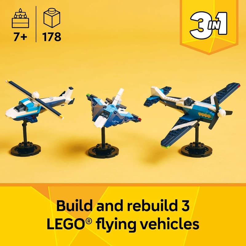 LEGO Creator 3-in-1 Aircraft Building Toy for Kids 7+