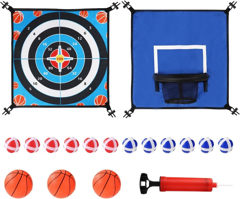 Trampoline Game Accessory Set with Basketball Hoop & Darts