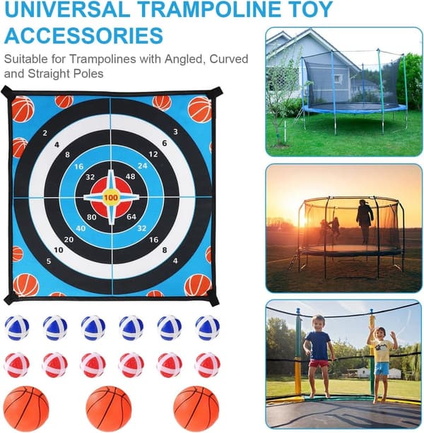 Trampoline Game Accessory Set with Basketball Hoop & Darts