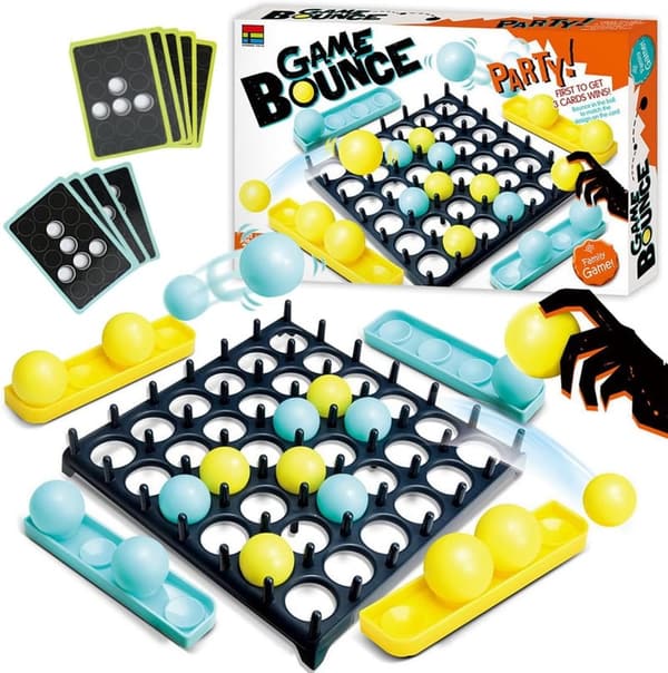 Family Bounce Ball Game - Connect 9 Cards & 16 Balls for Kids