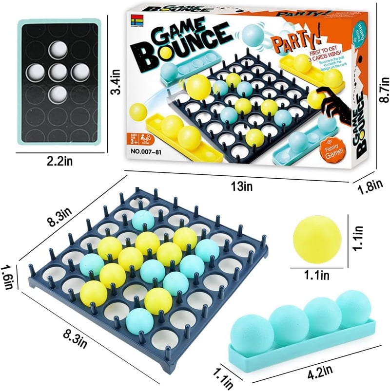 Family Bounce Ball Game - Connect 9 Cards & 16 Balls for Kids