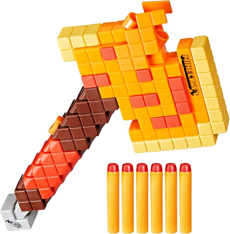 Minecraft Firebrand Dart Blasting Axe with 6 Elite Foam Darts