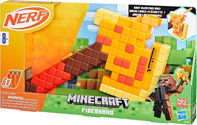 Minecraft Firebrand Dart Blasting Axe with 6 Elite Foam Darts