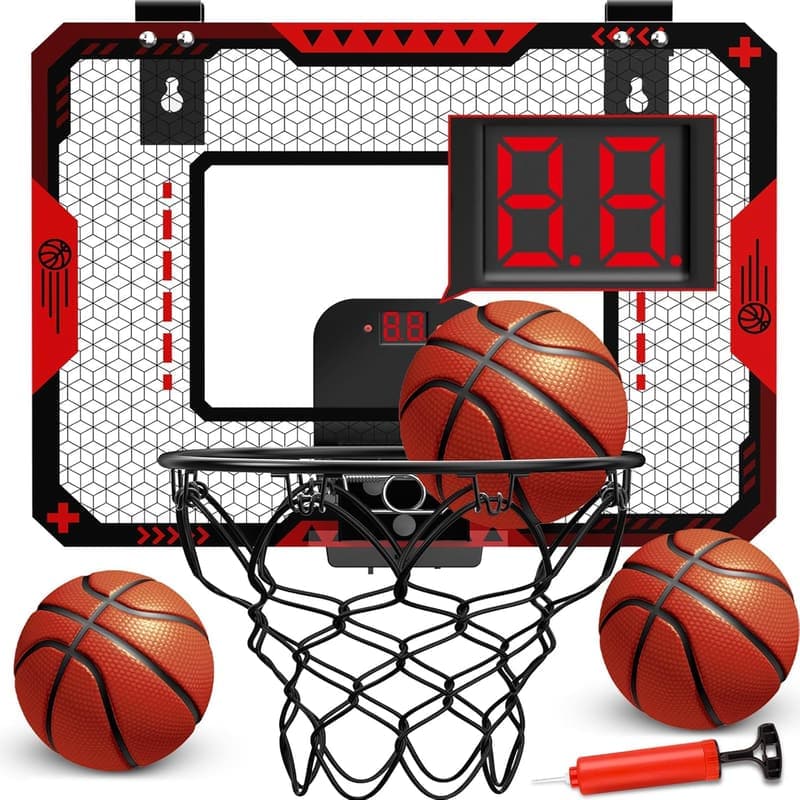 Indoor Mini Basketball Hoop with Electronic Scoreboard for Kids