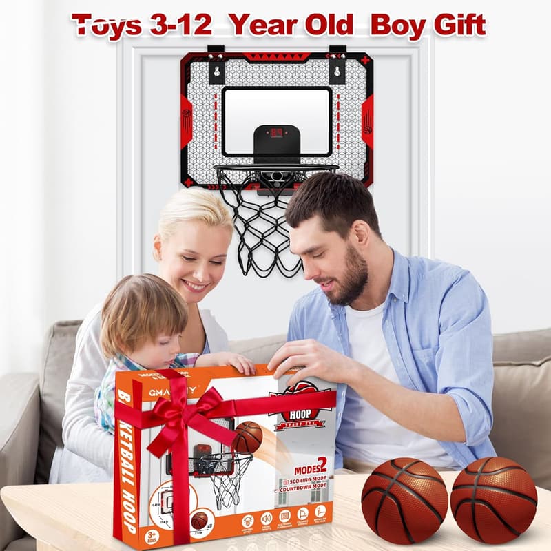 Indoor Mini Basketball Hoop with Electronic Scoreboard for Kids