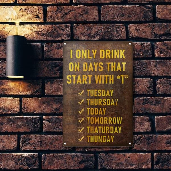 Funny Beer Sign | Vintage Metal Wall Decor for Man Cave, 12x8”
