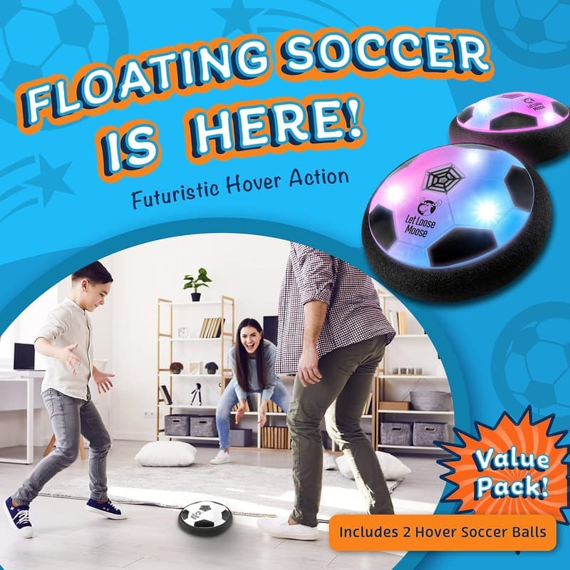 Indoor LED Hover Soccer Balls - Set of 2 for Boys, Age 4-12