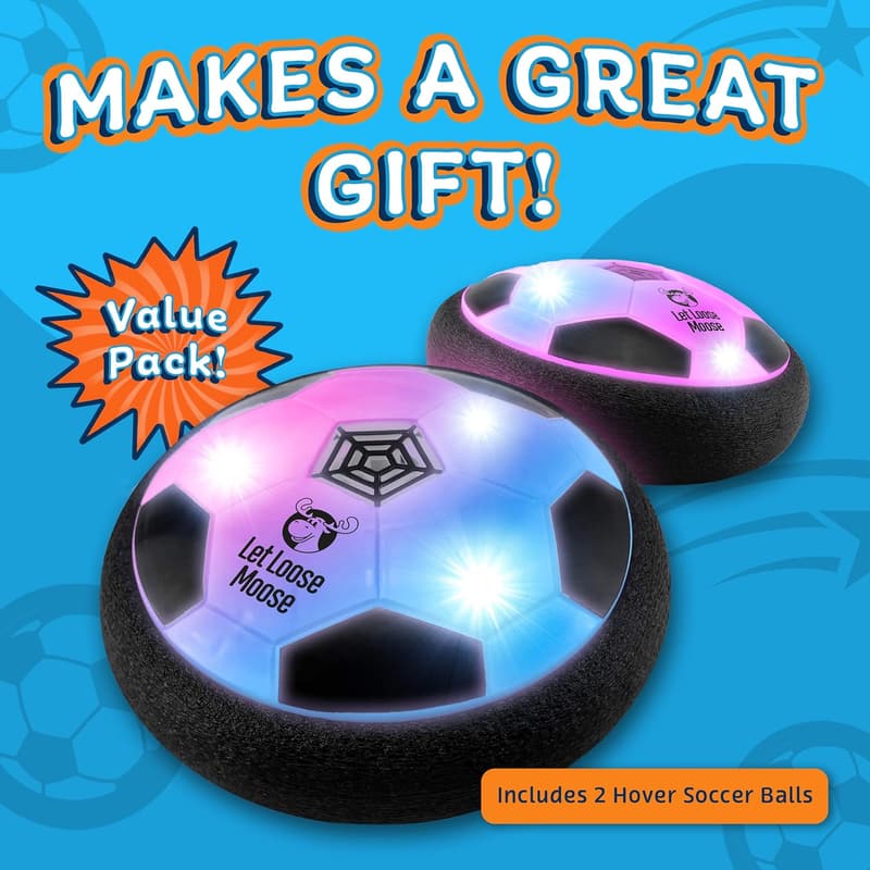 Indoor LED Hover Soccer Balls - Set of 2 for Boys, Age 4-12